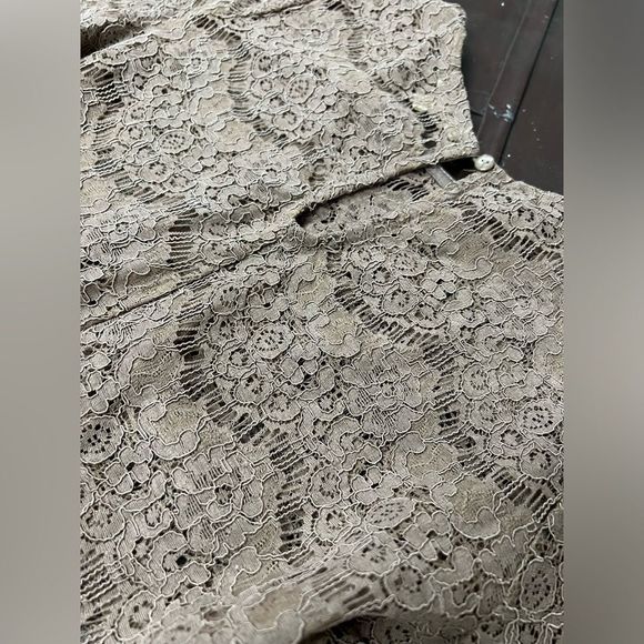 Paper + Tee NWT Neutral Sheer Lace/Eyelet Blouse - Picture 6 of 8